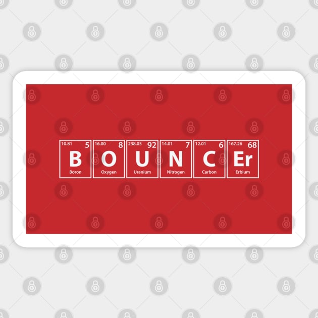 Bouncer (B-O-U-N-C-Er) Periodic Elements Spelling Sticker by cerebrands